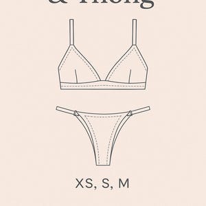 Flirt-BH & Thong PDF-sömnadsmönster – Nybörjarunderkläder (XS–M)