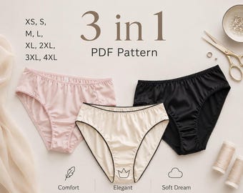 3 in 1 Women’s Panties PDF Pattern | Soft Dream Elegant Comfort | Lingerie Sewing Pattern XS–4XL