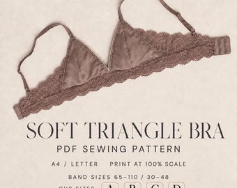 Soft Triangle Bra PDF Sewing Pattern + Video | Bands 65–110 / 30–48 | Cups A B C D