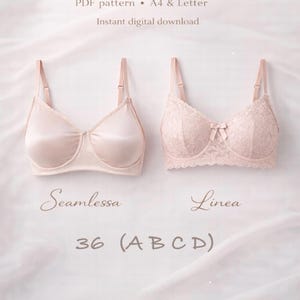 Bra Sewing Pattern 36 (A, B, C, D)• Two-in-One: Seamless Cup + Linea Cup (Single-Seam) • PDF Digital Download