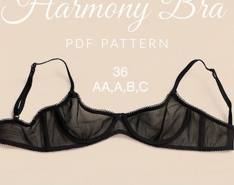 Wykrój biustonosza Harmony z fiszbinami, rozmiar 36 – bezszwowe miseczki piankowe, rozmiary 36 (AA-C) (PDF)