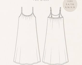 Luna Nightgown Sewing Pattern for Girls — Sizes 5-12