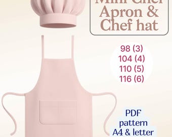 Kinder Koch Set PDF Nähanleitung • Schürze & Mütze Nähanleitung (Instant Download)