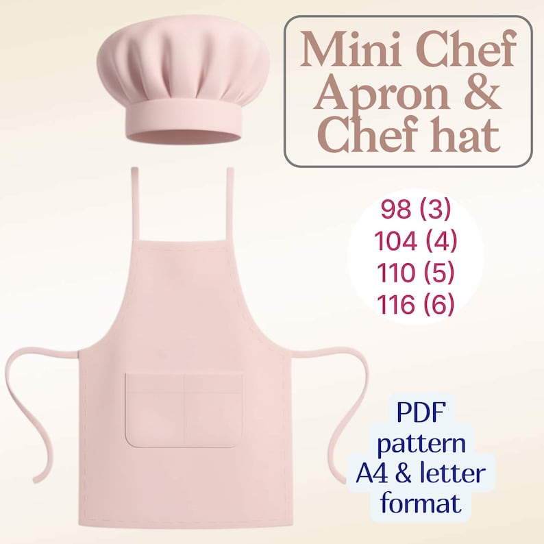 Print Chef Mimal Guide.pdf Kids Chef Set PDF Pattern • Apron & Hat Sewing Guide (instant Download ...