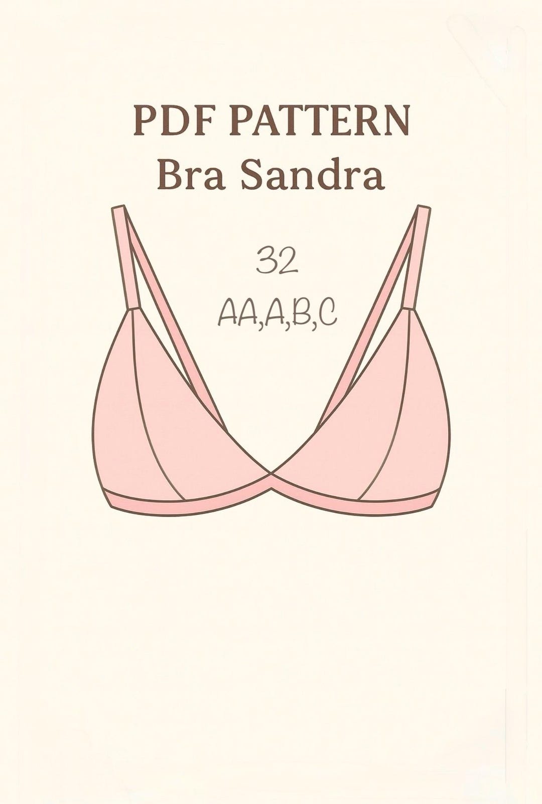 Free Printable Bra Patterns.pdf Bra SANDRA PDF Sewing Pattern 32 (AA,A,B,C) Simple Lingerie Pattern for ...