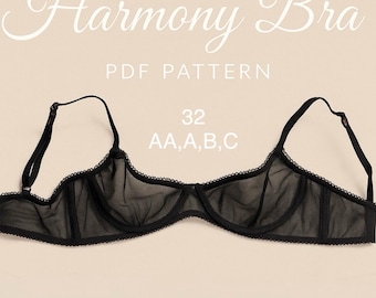 Wykrój biustonosza Harmony z fiszbinami, rozmiar 32 – bezszwowe miseczki piankowe (PDF)