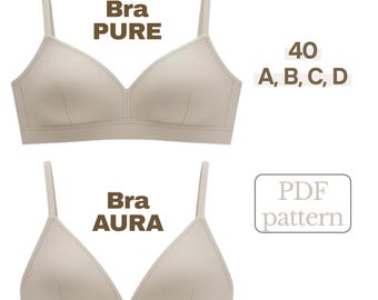 Naaipatroon zachte bh: Pure & Aura-stijlen, maten 40 AD (pdf-patroon)