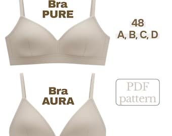 Soft Bra Schnittmuster-Set, Pure & Aura Styles, Grösse 48 A-D (PDF Muster)