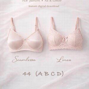 Bra Sewing Pattern 44 (A, B, C, D)• Two-in-One: Seamless Cup + Linea Cup (Single-Seam) • PDF Digital Download