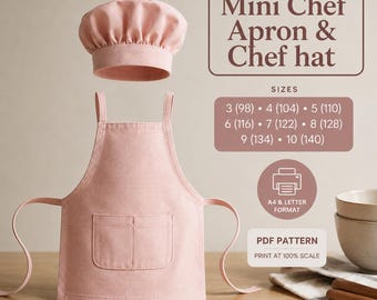 Kids Chef Set PDF Pattern • Apron & Hat Sewing Guide (Instant Download)