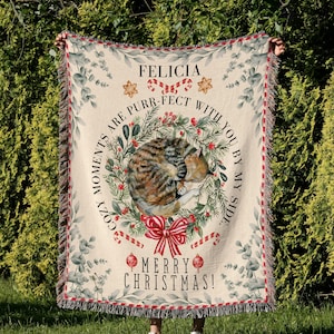 personalized cat Woven Blanket, custom cat Tapestry blanket, Woven cat Blanket, Cottage core throw blanket, cat mom gift, cat dad gift