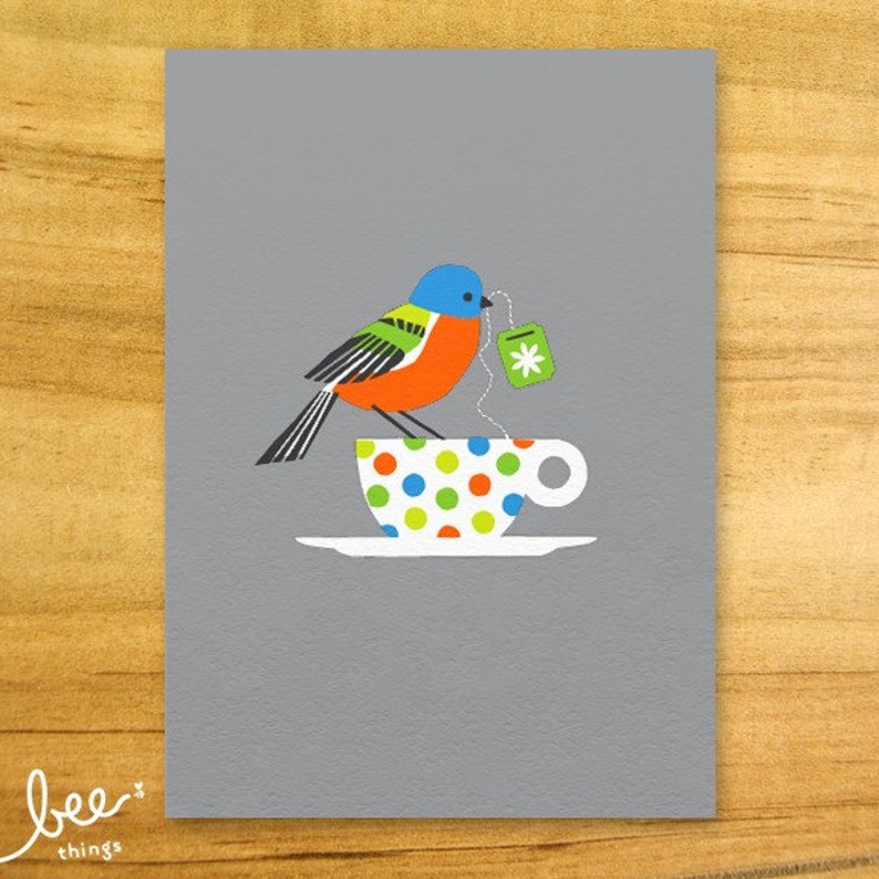 painted bunting limited edition print grey image 2