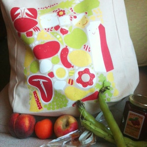 happy groceries reusable tote image 1