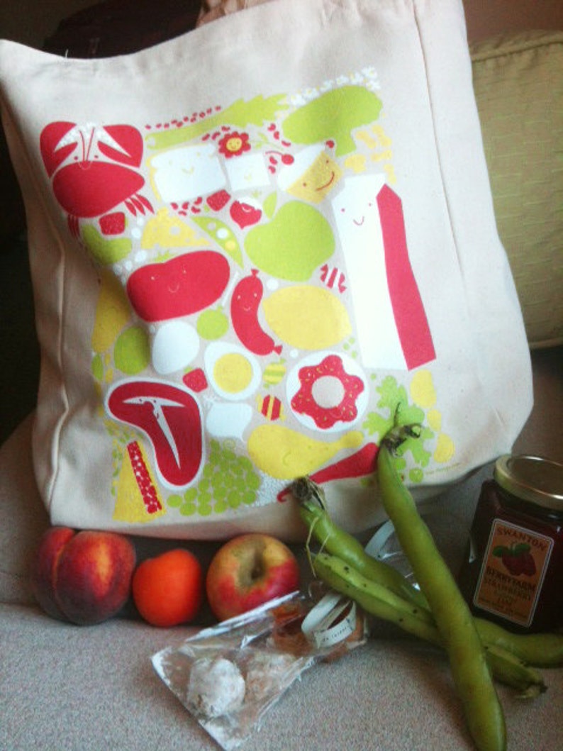 happy groceries reusable tote image 1