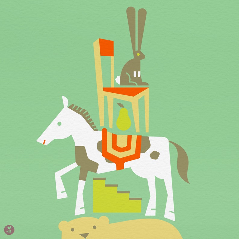 hare chair pear mare bear limited edition print image 3
