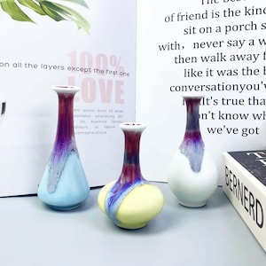 Cute Mini Ceramic Vase Table Decor Gift for Her, Handmade Mommy Pot Desktop Art Tiny Vases for Dry Flowers, Miniature Vase Lover Gifts.