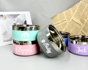 Personalized Name Dog Bowl, Custom Dog Feeder Bowls Pet Dog Cat Gifts, Personalized Stainless Steel Pet Bowl with Name Gift for Pet Lovers