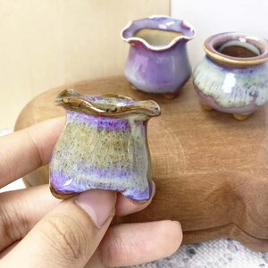 Niedliche Miniatur-Keramik-Pflanzer-Set für Sukkulenten-Topfgeschenke, einzigartige Mini-Blumentöpfe für Desktop-Dekor-Geschenke, kleine Blumen-Tonwarenvasen-Geschenke
