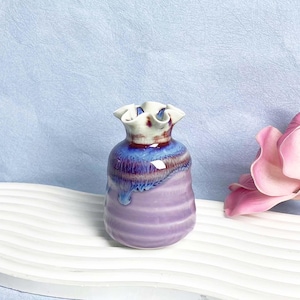 Cute Mini Ceramic Vase Table Decor Gift for Her, Handmade Mommy Pot Desktop Art Tiny Vases for Dry Flowers, Miniature Vase Lover Gifts.