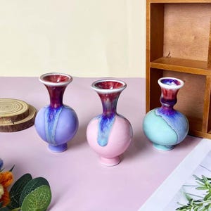 Cute Mini Ceramic Vase Table Decor Gift for Her, Handmade Mommy Pot Desktop Art Tiny Vases for Dry Flowers, Miniature Vase Lover Gifts.