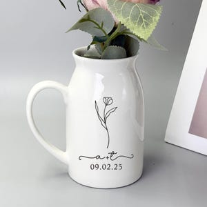 パーソナライズされた陶器の婚約ギフト、新婚ギフト、カスタムウェディング陶器花瓶ギフト、刻印入りメモリアルウェディング花瓶、ブライダルシャワーギフト