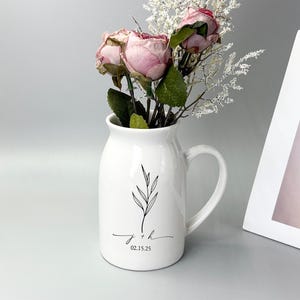 パーソナライズされた陶器の婚約ギフト、新婚ギフト、カスタムウェディング陶器花瓶ギフト、刻印入りメモリアルウェディング花瓶、ブライダルシャワーギフト