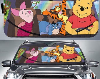 Pooh Car Sunshade, Funny Poor Car Decor, Pooh Auto Sunshade, Car Windshield Cover, Pooh Lovers Gift, Gift For Men