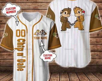 Gepersonaliseerde Chip And Dale baseballshirt, Disney Custom Chip And Dale jerseyshirt, Chip N Dale-shirt, Disney Trip-shirt, Disney-shirts