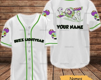 Koszulka baseballowa Buzz Lightyear z nadrukiem, Koszulka z nadrukiem Disney Toy Story, Koszulka baseballowa Buzz Lightyear z Disney, Koszulka Buzz Lightyear Disney