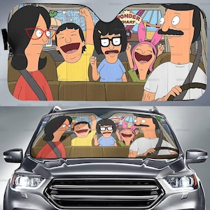 Bob&#39;s Burgers Car Sunshade, Bob&#39;s Burgers Auto Sunshade, Belcher Family Car Decoration, Car Sun Protector, Gift For Men