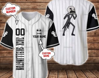 Camiseta de béisbol personalizada de Jack Skellington, camiseta de Jack Skellington, camiseta de Jack Skellington, camiseta de viaje a Disney, Pesadilla antes de Navidad