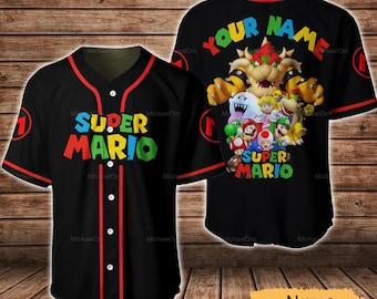 Super Mario Baseball Jersey Shirt, Disney Baseball Jersey, Super Mario Shirt, Mario Jersey Shirt, Mario Gift