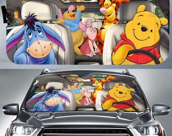 Winnie The Pooh Car Sunshade, Pooh And Friends Car Decor, Pooh Auto Sunshade, Pooh Car Sun Protector, Pooh Lovers Gift, Gift For Men