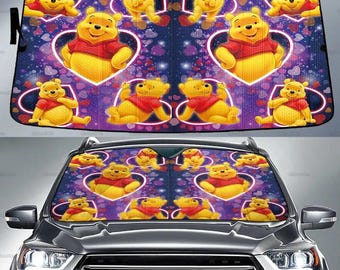 Pooh Car Sunshade, Pooh Car Decor, Pooh Auto Sunshade, Pooh Car Sun Protector, Pooh Lovers Gift, Funny Sun Visor Car, Gift For Men