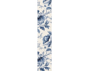 Chemin de table floral bleu et blanc