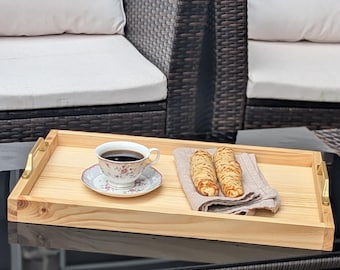 Handcrafted Pine Wood Serving Tray: Rustic Farmhouse Decor