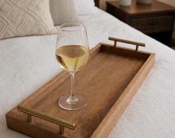 Handcrafted Pine Serving Tray: Rustic Farmhouse Ottoman Tray with Handles