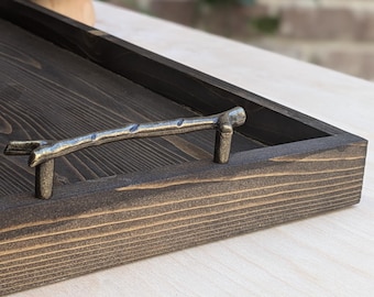 Handcrafted Wooden Serving Tray, Charcoal Gray, Home accents, Decorative Tray, Customizable