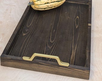 Handcrafted Wooden Serving Tray: Farmhouse Ottoman Decor