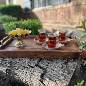 Handcrafted Pine Wood Serving Tray: Farmhouse Ottoman Decor
