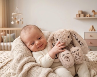 Gepersonaliseerd pluche konijntje - Babycadeau