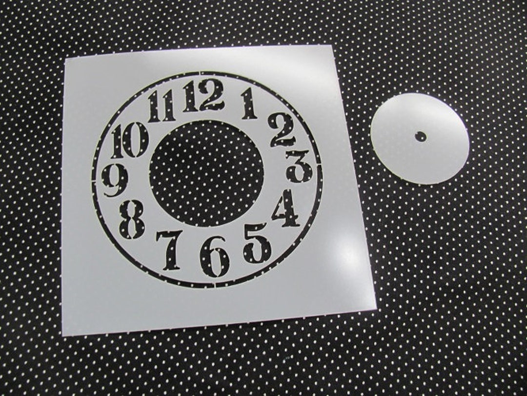 Clock Face Vintage Numbers Stencil, Image Size Outer Diameter 190mm 