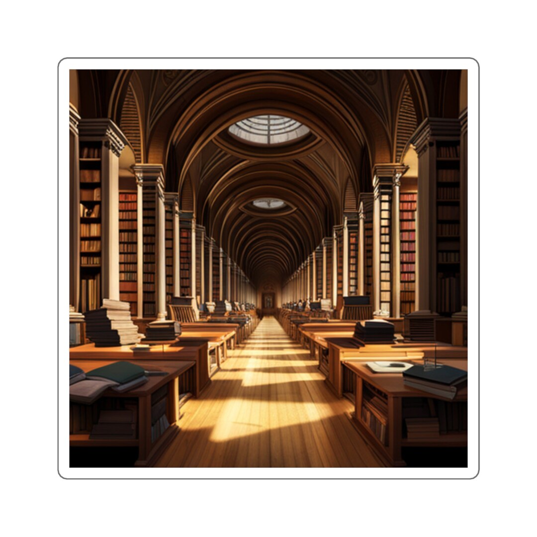 Library Indoor Sticker Glossy Square Stickers - Etsy