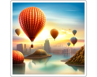 Hot Air Balloon Show vinyl Square Stickers