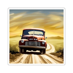 Vintage pick up truck vinyl indoors only Square Stickers