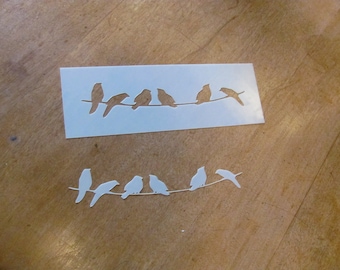 L1026 Birds on Wire 6x2 inches Airbrush Durable 7.5 ml Mylar Stencil Made USA