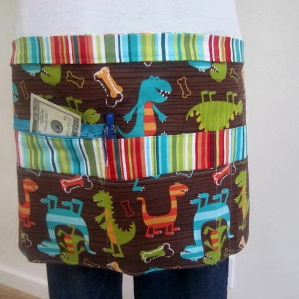 SALE-Dino Dudes Zipper Vendor Apron