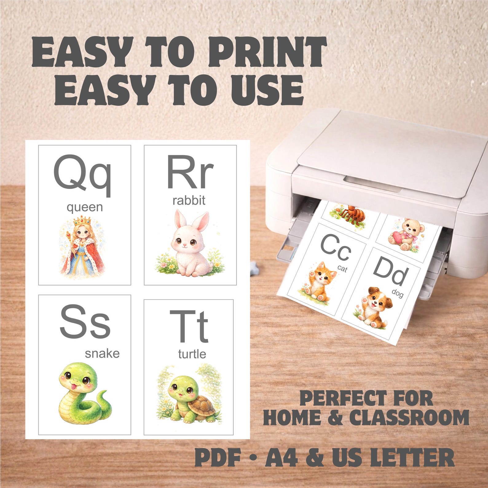 Alphabet Flashcards Printable | A4 Print & Cut + A6 Cards | ABC