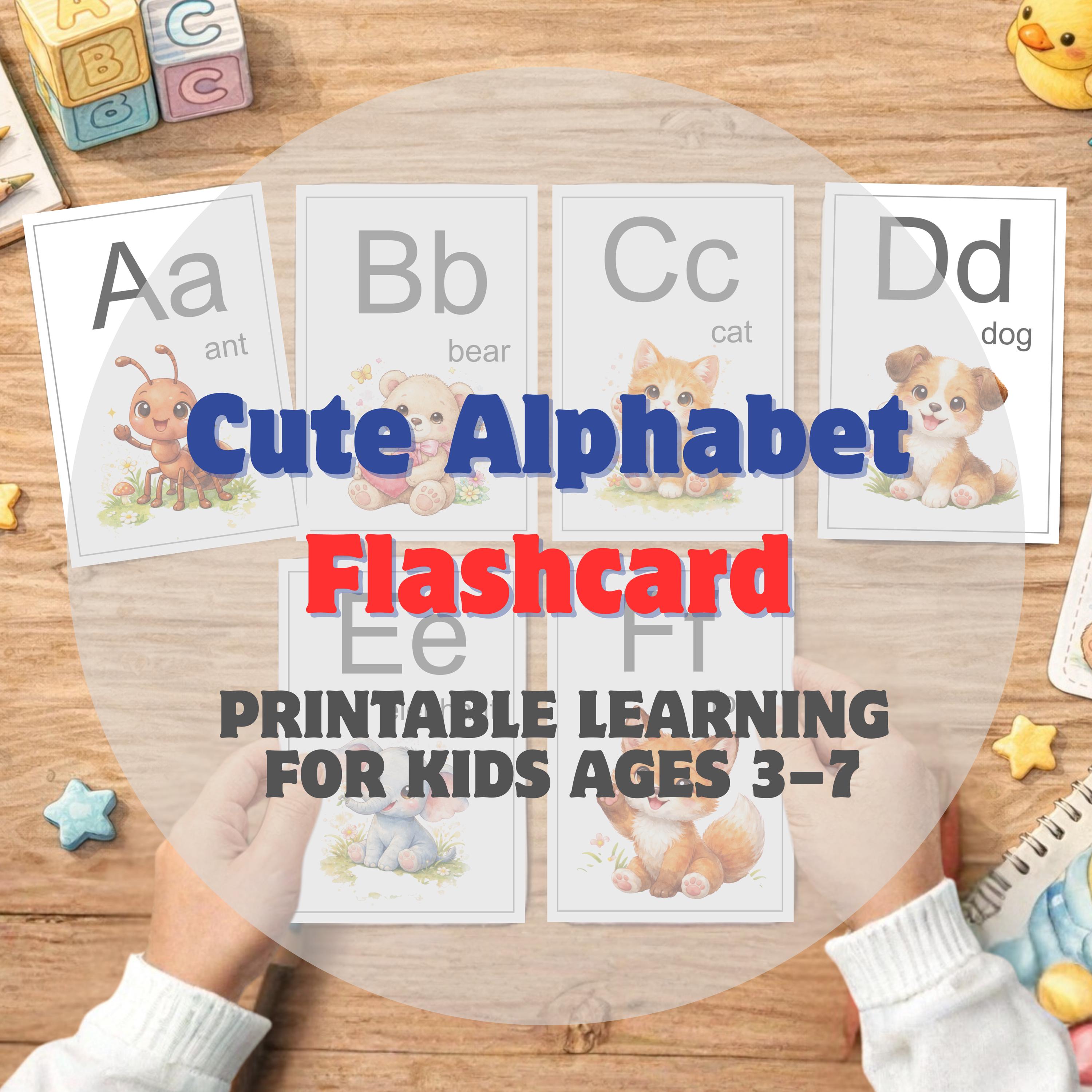 Alphabet Flashcards Printable | A4 Print & Cut + A6 Cards | ABC