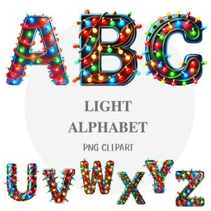 Alfabeto de luz, luces navideñas, Navidad brillante, decorador ornamental, decorador de adornos navideños, diseños descargables de feliz navidad png